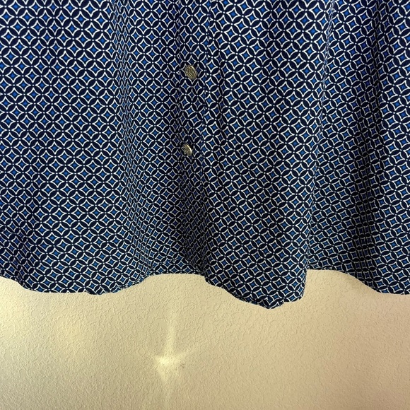 Draper James Navy & White Geometric Button Front Pull On A-Line Midi Skirt S - Picture 7 of 10